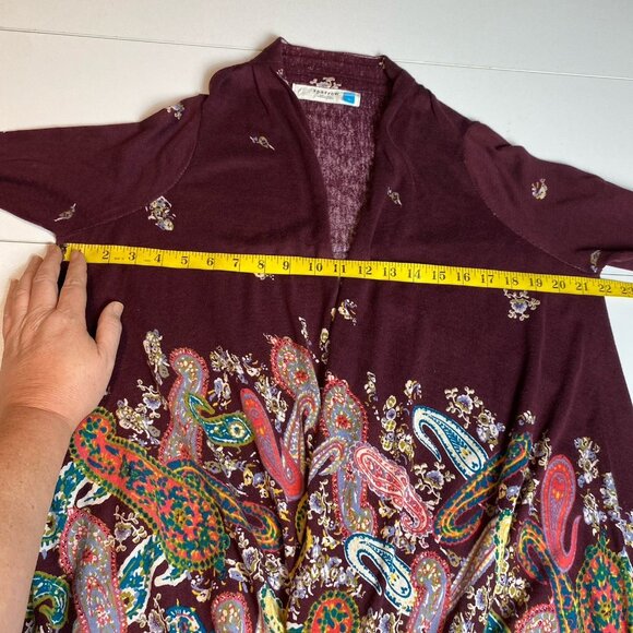 Anthropologie Sparrow Cardigan Sweater 100% Cotton Burgundy Paisley Sz M - Picture 7 of 8